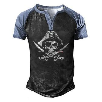 Pirate Flag Pirates For Men Men's Henley Raglan T-Shirt | Mazezy