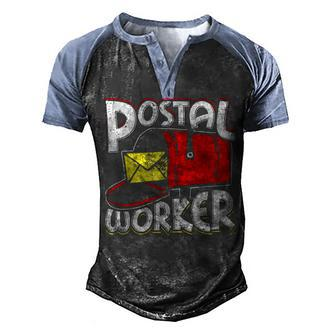 Postal Worker Delivery Service Vintage Mailman Novelty Men's Henley Shirt Raglan Sleeve 3D Print T-shirt - Seseable