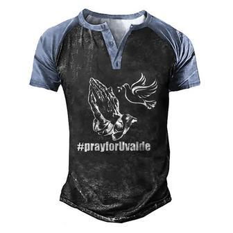 Pray For Uvalde Choose Peace Dove Men's Henley Raglan T-Shirt | Mazezy