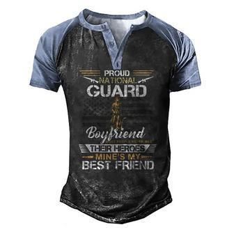 Proud Army National Guard Boyfriend Flag US Military Men's Henley Raglan T-Shirt | Mazezy