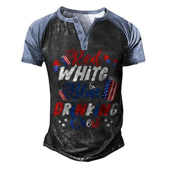Red White & Blue Drinking Crew 4Th Of July 2022 Drink Party Men's Henley Shirt Raglan Sleeve 3D Print T-shirt - Seseable