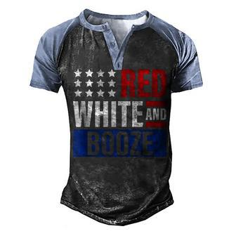 Red White And Booze Women Men 4Th July Drinking Men's Henley Shirt Raglan Sleeve 3D Print T-shirt - Seseable