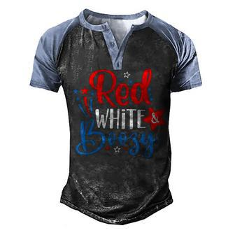 Red White And Boozy  4Th Of July Funny Drinking Party  Men's Henley Shirt Raglan Sleeve 3D Print T-shirt