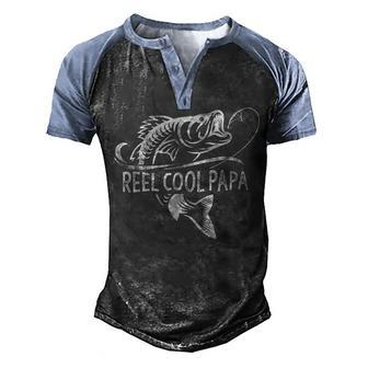 Reel Cool Papa Fishing Dad Gifts Fathers Day Fisherman Fish Men's Henley Shirt Raglan Sleeve 3D Print T-shirt - Seseable
