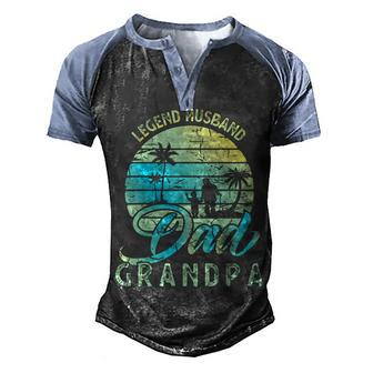 Retro Fathers Day Dad The Legend Husband Dad Grandpa Men's Henley Shirt Raglan Sleeve 3D Print T-shirt - Seseable