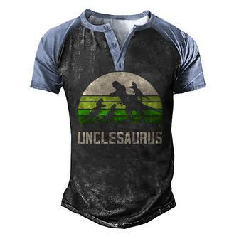 Mensrex Uncle Apparel Unclesaurus 3 Kids Dinosaur Men's Henley Raglan T-Shirt | Mazezy