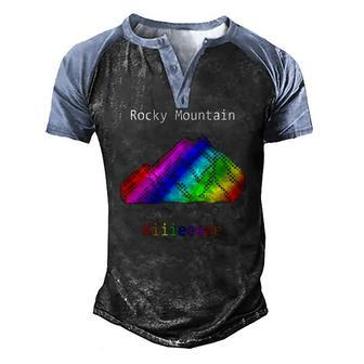 Rocky Mountain Hiiieeee & Byyeee Men's Henley Raglan T-Shirt | Mazezy