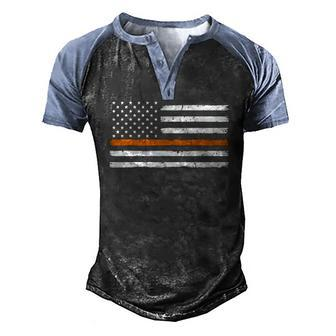 Search And Rescue Team Thin Orange Line Flag Men's Henley Raglan T-Shirt | Mazezy