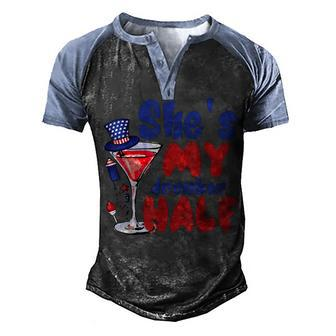 She My Drunker Half 4Th Of July Couples Drinking Men's Henley Shirt Raglan Sleeve 3D Print T-shirt - Seseable
