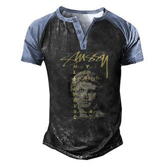 Statue Pigment Dyed World Tour Men's Henley Raglan T-Shirt | Mazezy