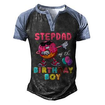 Stepdad Of The Birthday Boy Donut Dab Birthday Men's Henley Shirt Raglan Sleeve 3D Print T-shirt - Seseable