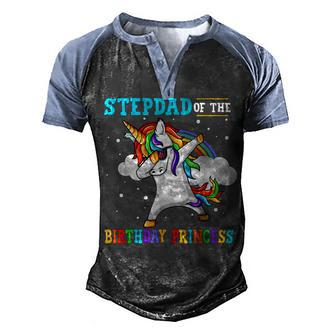 Stepdad Of The Birthday Princess Unicorn Girl Men's Henley Shirt Raglan Sleeve 3D Print T-shirt - Seseable