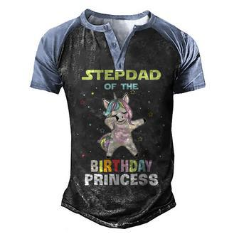 Stepdad Of The Birthday Unicorn Princess Men's Henley Shirt Raglan Sleeve 3D Print T-shirt - Seseable