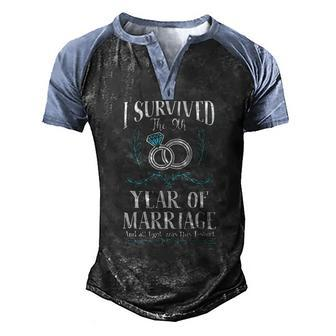 I Survived 9Th Wedding Anniversary For Husbands Men's Henley Raglan T-Shirt | Mazezy