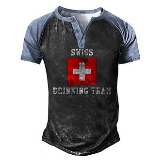 Swiss Drinking Team National Pride Men's Henley Raglan T-Shirt | Mazezy