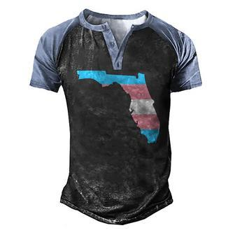 Trans Flag Florida Lgbt Pride Support Men's Henley Raglan T-Shirt | Mazezy
