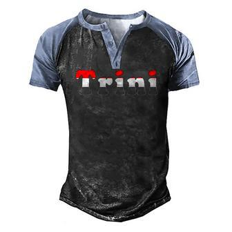 Trinidad And Tobago With Red White And Black Trini Men's Henley Raglan T-Shirt | Mazezy