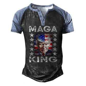 Ultra Maga King Trump Vintage American Us Flag Anti Biden Men's Henley Raglan T-Shirt | Mazezy