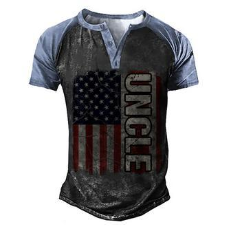 Uncle American Flag Vintage Fathers Day 4Th Of July Gift Men's Henley Shirt Raglan Sleeve 3D Print T-shirt - Seseable