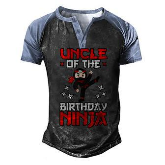 Uncle Of The Birthday Ninja Shinobi Themed B-Day Party Men's Henley Shirt Raglan Sleeve 3D Print T-shirt - Seseable