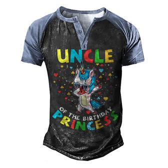 Uncle Of The Birthday Princess Girl Unicorn Dab Lover Men's Henley Shirt Raglan Sleeve 3D Print T-shirt - Seseable