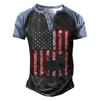 Usa Flag Day Deer Hunting 4Th July Patriotic Gift Men's Henley Shirt Raglan Sleeve 3D Print T-shirt - Seseable