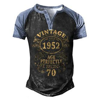 Vintage 1952 The Man Myth Legend 70 Year Old Birthday Gifts Men's Henley Shirt Raglan Sleeve 3D Print T-shirt - Seseable