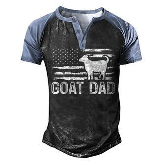 Vintage Goat Dad Retro American Flag Goat 4Th Of July Men's Henley Shirt Raglan Sleeve 3D Print T-shirt - Seseable