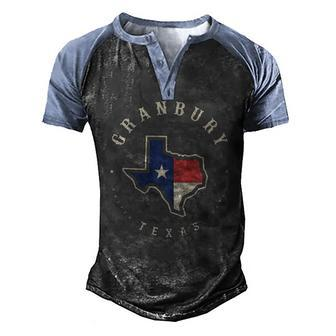 Vintage Granbury Texas State Flag Map Souvenir Men's Henley Raglan T-Shirt | Mazezy