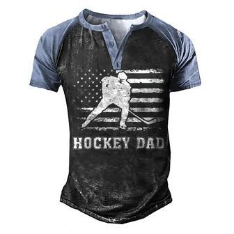Vintage Hockey Dad American Flag Hockey 4Th Of July Men's Henley Shirt Raglan Sleeve 3D Print T-shirt - Seseable