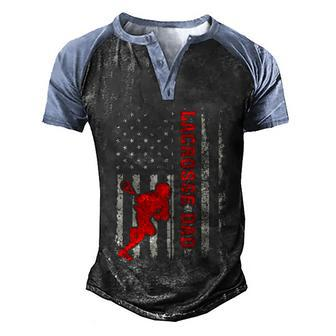Vintage Lacrosse Dad American Flag Lacrosse 4Th Of July Zip Men's Henley Shirt Raglan Sleeve 3D Print T-shirt - Seseable