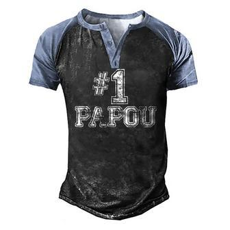 1 Papou Number One Sports Fathers Day Men's Henley Raglan T-Shirt | Mazezy