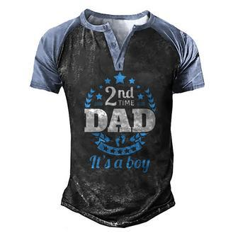 2Nd Time Dad Its A Boy Dad Again Second Baby Announce Men's Henley Raglan T-Shirt | Mazezy