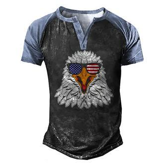 4Th Of July Eagle Patriotic American Flag Cute Eagle Men's Henley Raglan T-Shirt | Mazezy