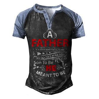 A Father Papa T-Shirt Fathers Day Gift Men's Henley Shirt Raglan Sleeve 3D Print T-shirt - Monsterry