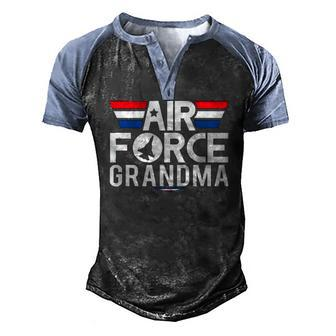 Air Force Grandma Us Veterans 4Th Of July American Flag Men's Henley Raglan T-Shirt | Mazezy