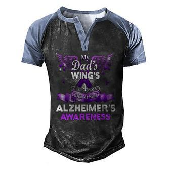 Alzheimers Awareness Products Dads Wings Memorial Men's Henley Raglan T-Shirt | Mazezy