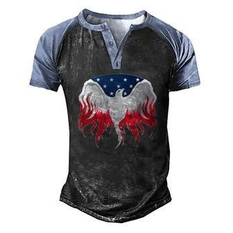 American Flag Eagle Usa Illustration Men's Henley Raglan T-Shirt | Mazezy
