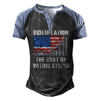 American Flag With Inflation Graph Biden Flation Men's Henley Raglan T-Shirt | Mazezy
