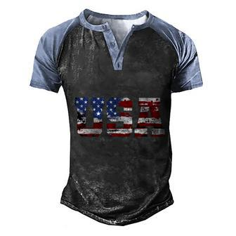 American Flag USA 4Th Of July Independence Day Men's Henley Shirt Raglan Sleeve 3D Print T-shirt - Monsterry