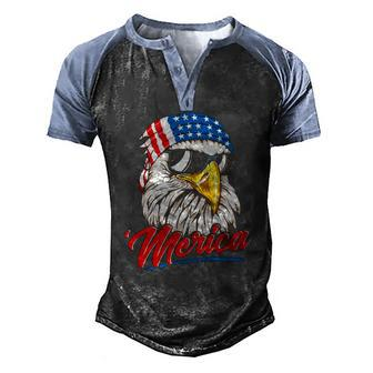 Bald Eagle Merica 80S Mullet Eagle America Usa 4Th Of July Essential Men's Henley Raglan T-Shirt | Mazezy