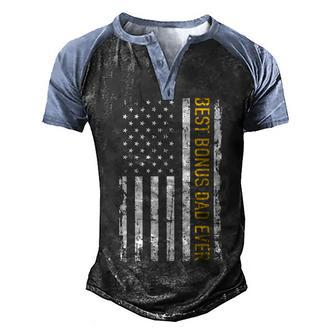 Best Bonus Dad Ever With Us American Flag Men's Henley Shirt Raglan Sleeve 3D Print T-shirt - Monsterry AU