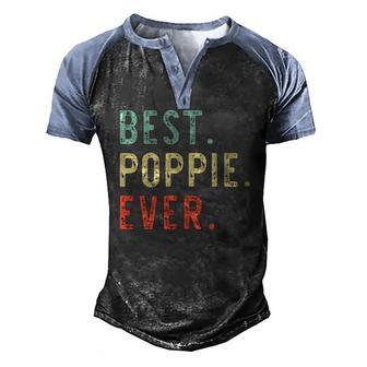 Best Poppie Ever Cool Vintage Fathers Day Men's Henley Raglan T-Shirt | Mazezy UK