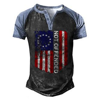 Betsy Ross Flag 1776 Not Offended Vintage American Flag Usa Men's Henley Raglan T-Shirt | Mazezy