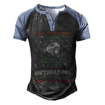 Birthday Boy Jesus Ugly Sweater Christmas Xmas Men's Henley Shirt Raglan Sleeve 3D Print T-shirt - Monsterry UK