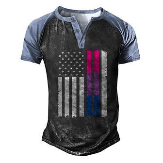 Bisexual Pride Us American Flag Love Wins Lgbt Bi Pride Men's Henley Raglan T-Shirt | Mazezy