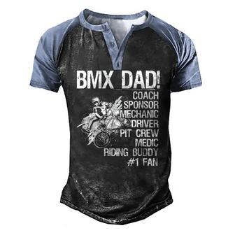 Bmx Dad Coach Sponsor Mechanic Driver On Back Classic Men's Henley Raglan T-Shirt | Mazezy