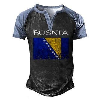 Bosnia-Herzegovina Bosnian Flag Bosnian Pride Bosnian Roots Men's Henley Raglan T-Shirt | Mazezy CA