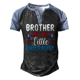Brother Of The Little Firecracker 4Th Of July American Flag Men's Henley Raglan T-Shirt | Mazezy