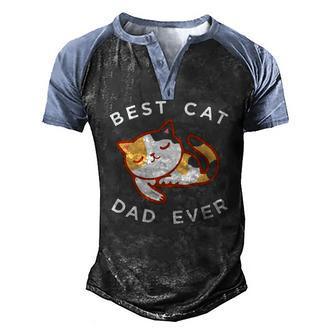 Calico Cat Dad Best Kitty Father Ever Tee Men's Henley Raglan T-Shirt | Mazezy